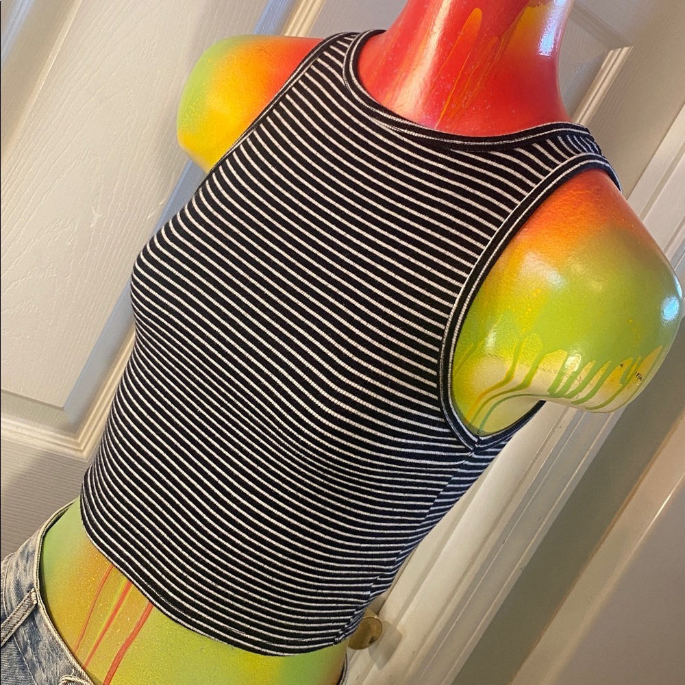 WILD FABLE Black and White Striped Crop Top - Picture 4 of 11